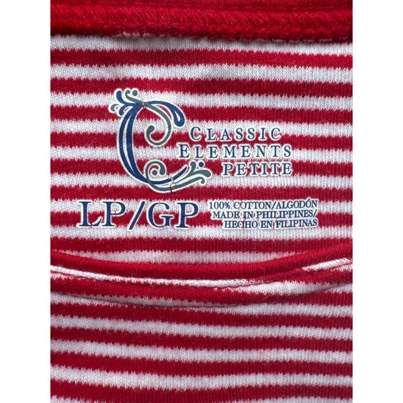 Classic Elements Petite Women's L T-Shirt Short Sleeve Stripped Star White Red - Picture 2 of 4